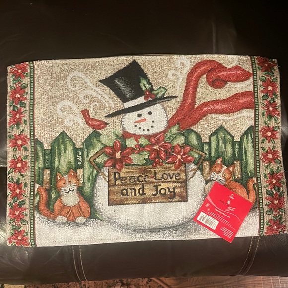 4~Pcs Holiday Snowman Peace Love Towel & Pot Holder & 1 Oven Mitt & Pot Holder - Picture 15 of 15